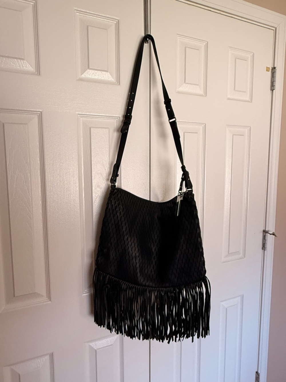 Vince Camuto Black Fringe Shoulder Bag